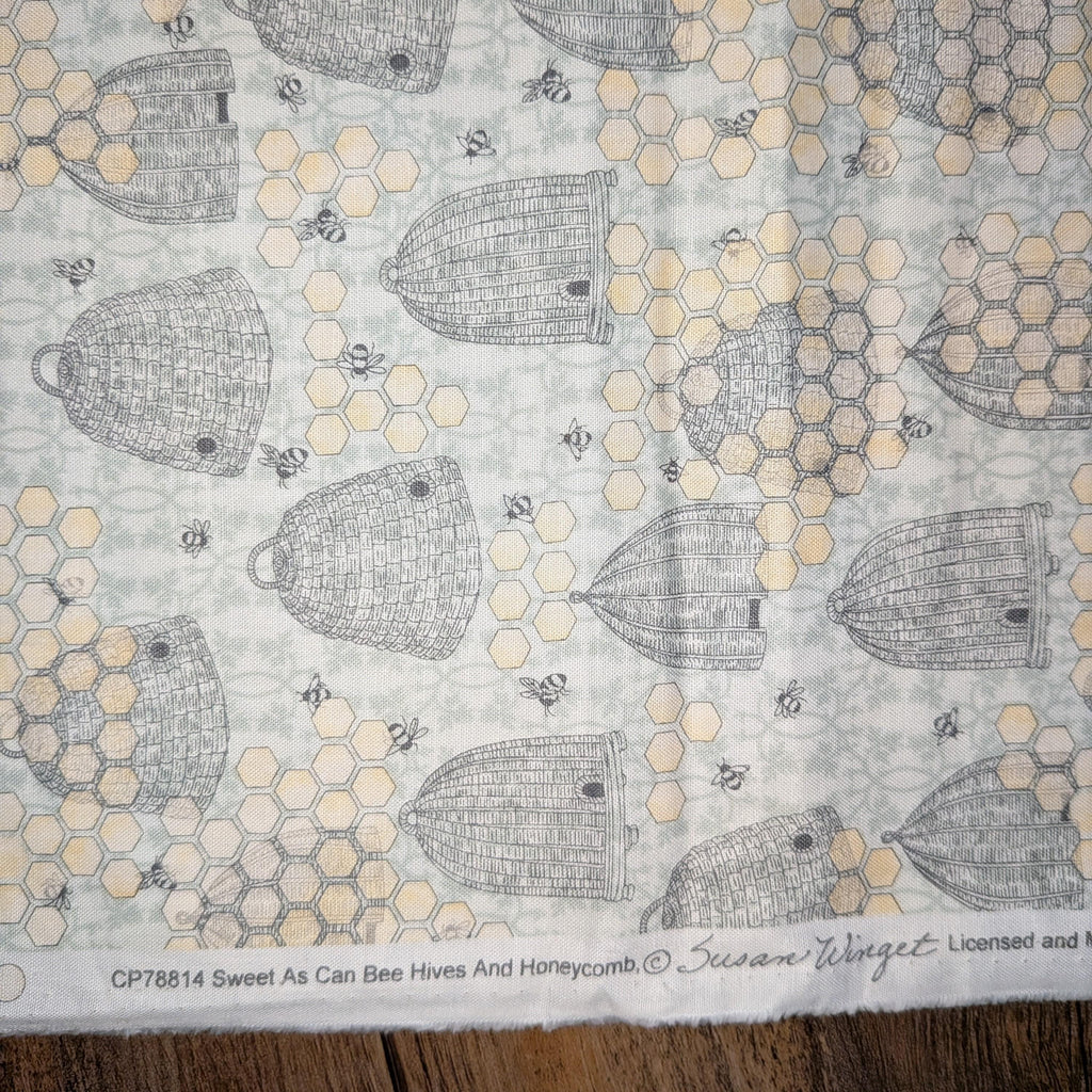 Springs Creative ~ Sweet As Can Bee ~ BEEHIVES and HONEYCOMB ~ (Licensed Print) ~ Gray ~ Sold by the 1/2 Yard