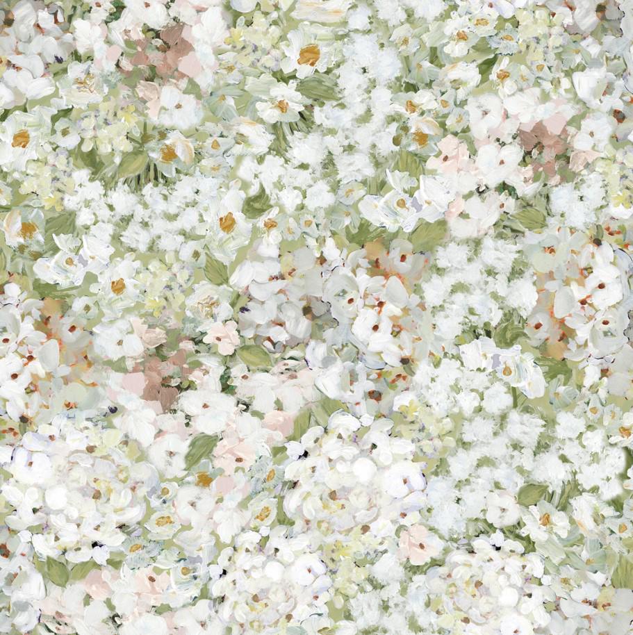 Springs Creative ~ Hydrangea ~ WHITE FLORAL ~ (Licensed Print) ~ Green and White ~ Sold by the 1/2 Yard