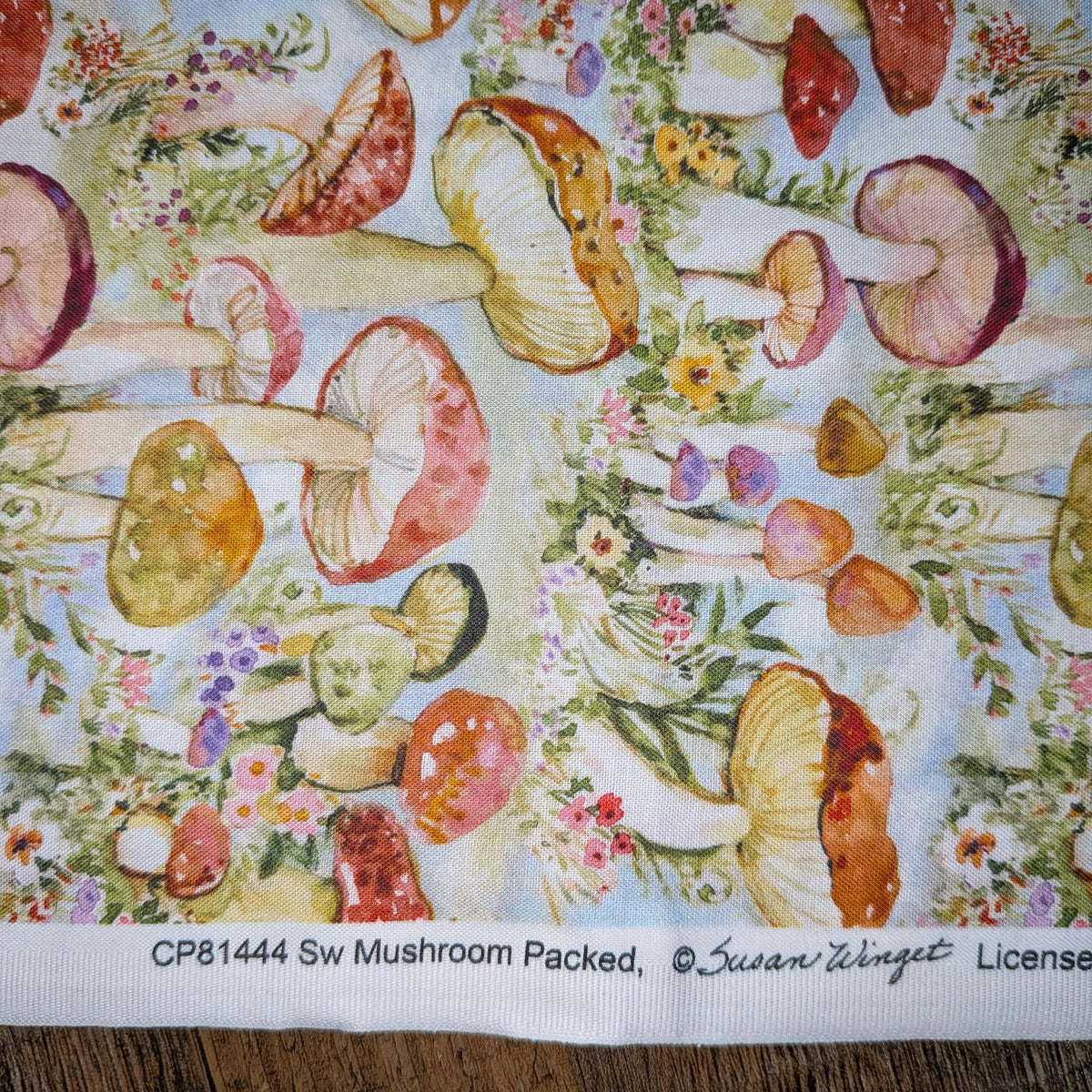 Springs Creative ~ Mushrooms ~ MUSHROOMS PACKED ~ (Licensed Print) ~ Blue ~ Sold by the 1/2 Yard