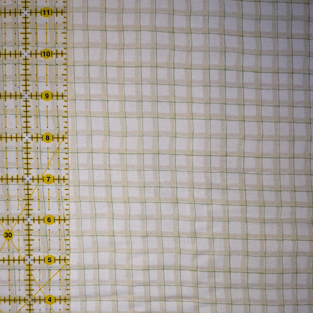 Springs Creative ~ Mushrooms ~ PLAID ~ (Licensed Print) ~ Green and White ~ Sold by the 1/2 Yard