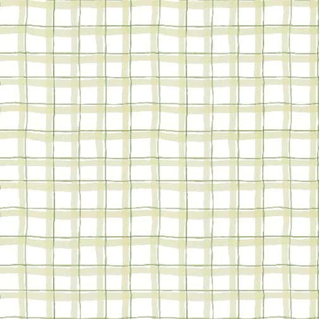 Springs Creative ~ Mushrooms ~ PLAID ~ (Licensed Print) ~ Green and White ~ Sold by the 1/2 Yard