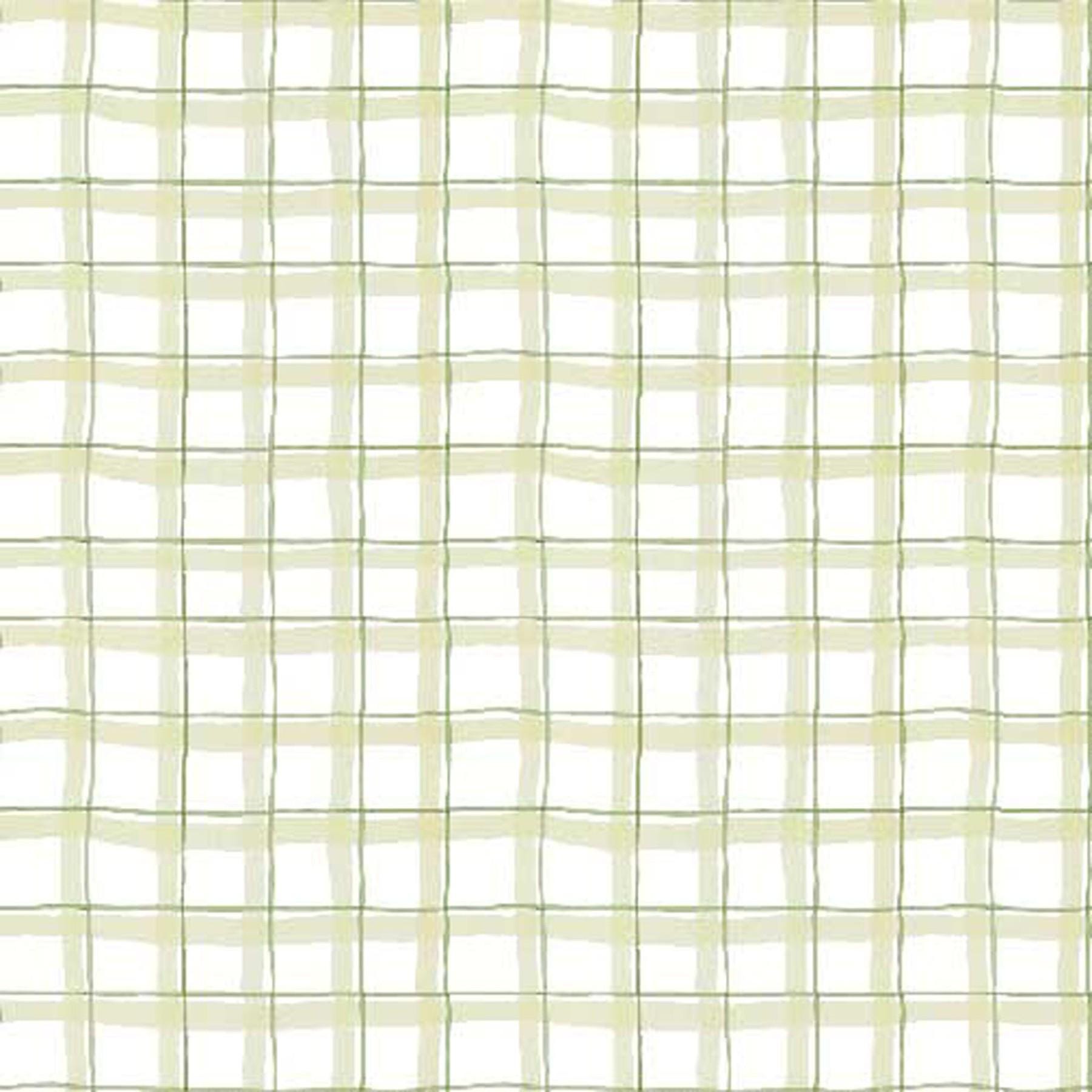 Springs Creative ~ Mushrooms ~ PLAID ~ (Licensed Print) ~ Green and White ~ Sold by the 1/2 Yard