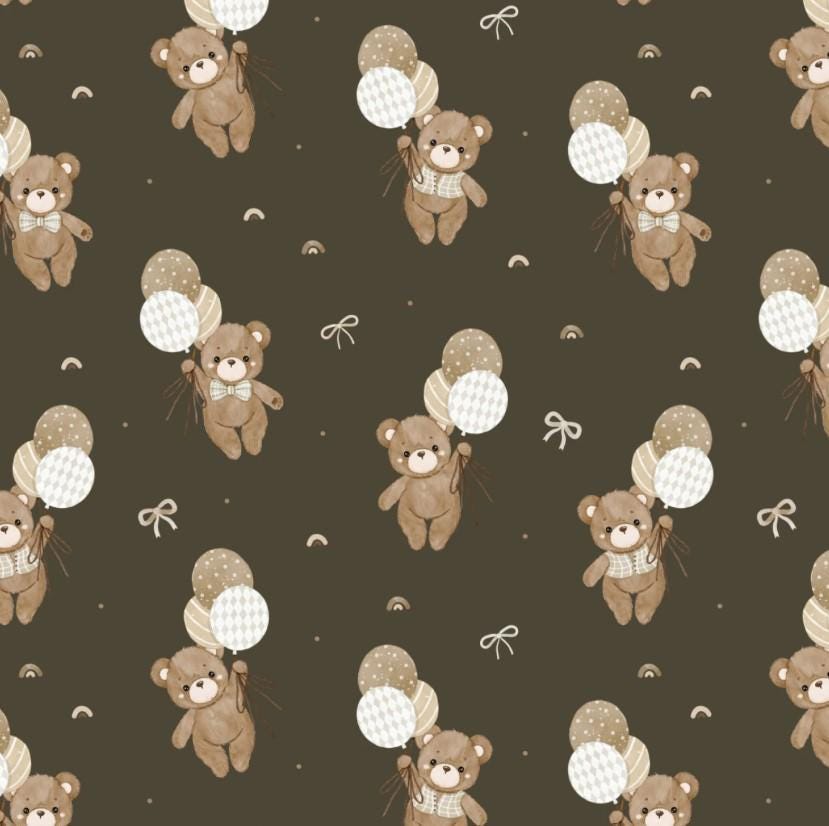Camelot Fabrics ~ TEDDY BEAR'S Adventures ~ FLANNEL ~ Dark Brown ~ Sold by the 1/2 Yard