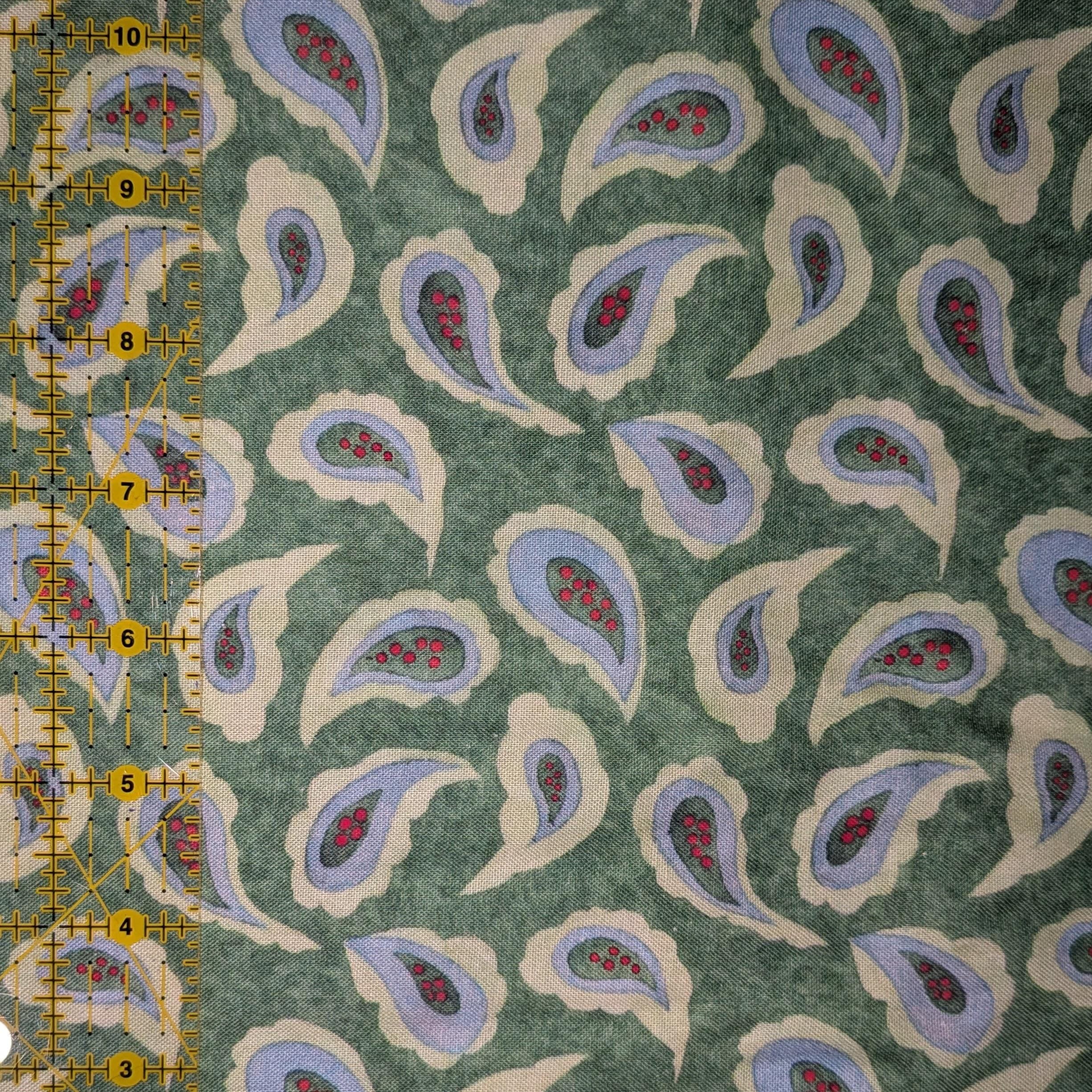 Springs Creative ~ Calico Red ~ PAISLEY ~ (Licensed Print) ~ Green ~ Sold by the 1/2 Yard