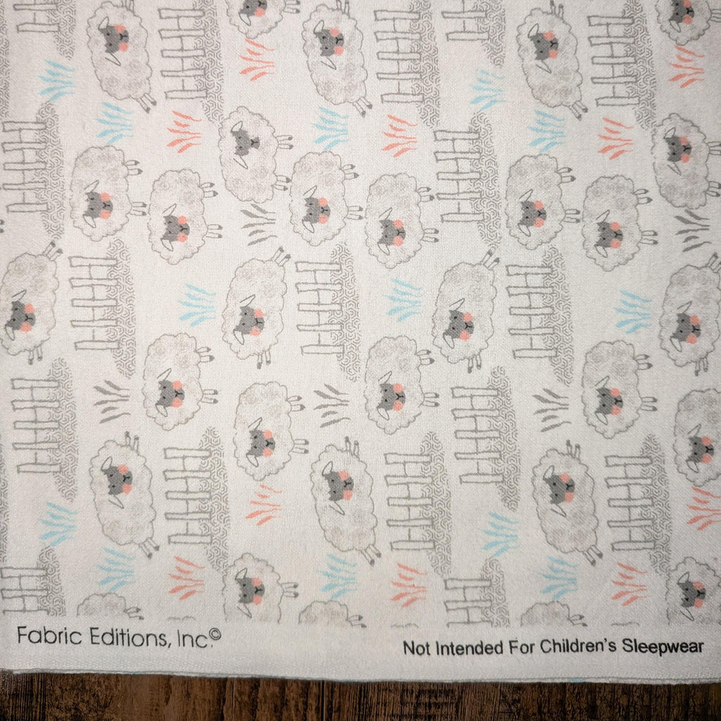 A.E. Nathan ~ WHITE SHEEP ~ FLANNEL ~ White ~ Sold by the 1/2 Yard