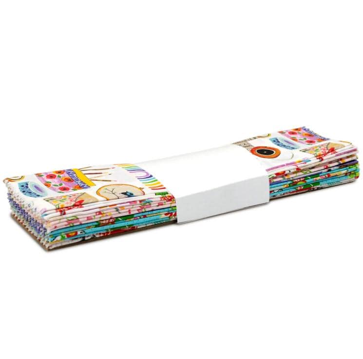 Fabric Editions ~ HOBBY CRAFT~ 10 inch SQUARES ~ White, Purple, Pink and Aqua
