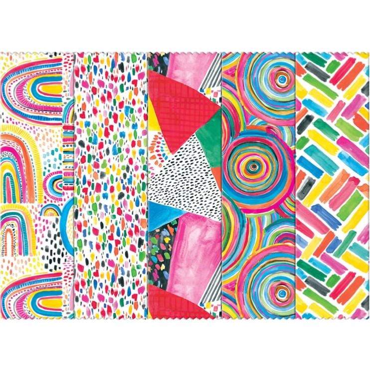 Fabric Editions ~ EVERYDAY RAINBOWS ~ 10 inch SQUARES ~ 20 Pieces ~ Multi Colored
