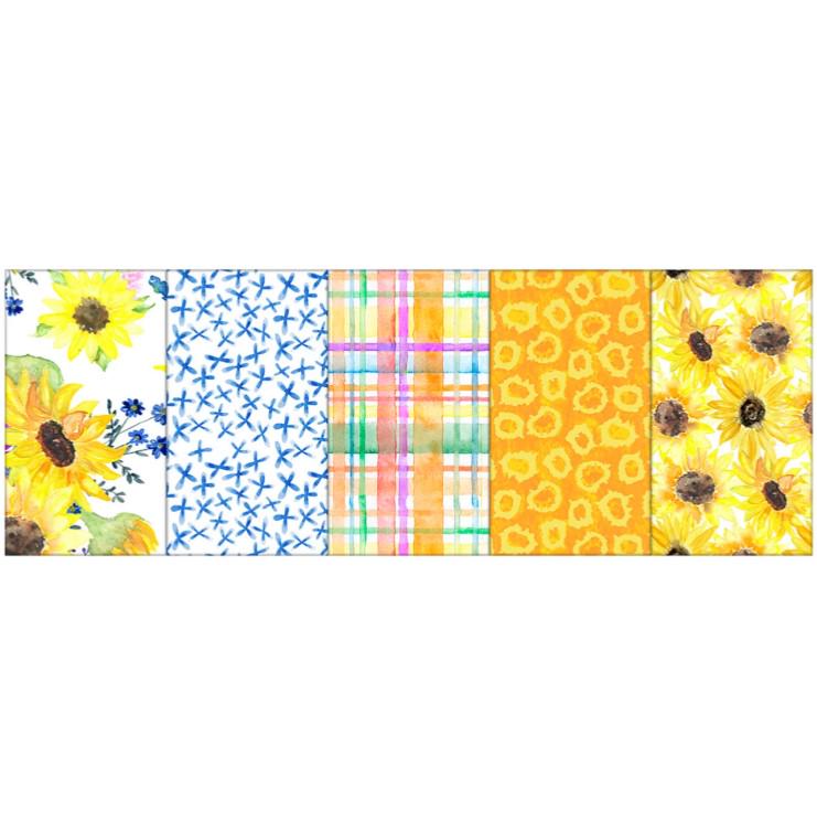 Fabric Editions ~ SUNFLOWER DAY ~ 10 inch SQUARES ~ 20 Pieces ~ White, Blue and Yellow