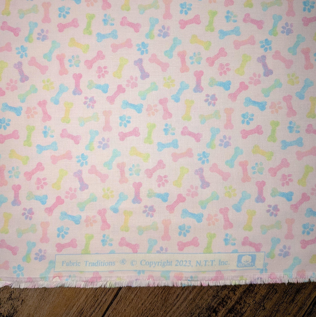 Fabric Traditions ~ PAWS & BONES (Spring Fling) ~ Pink ~ Sold by the 1/2 Yard