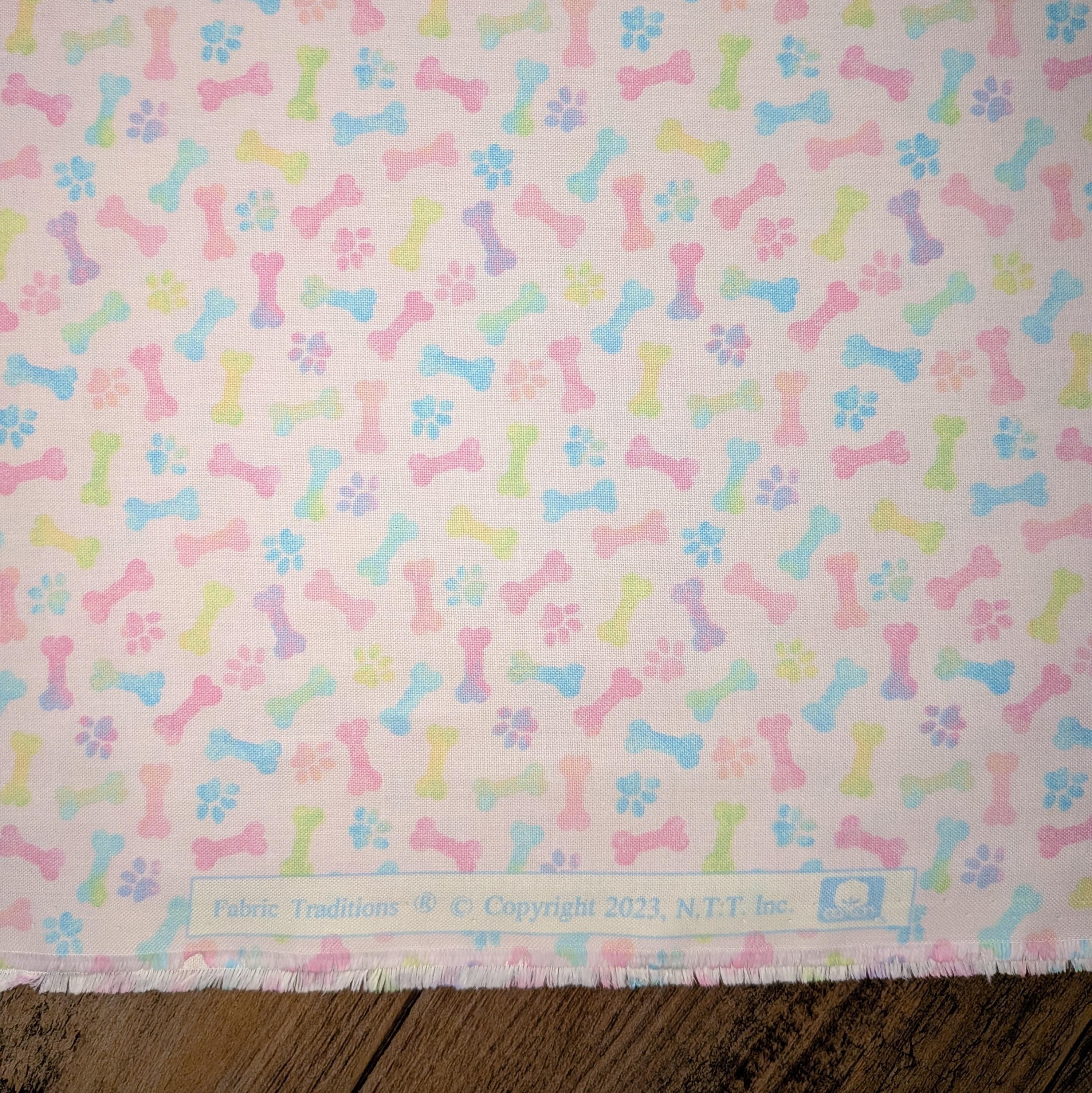 Fabric Traditions ~ PAWS & BONES (Spring Fling) ~ Pink ~ Sold by the 1/2 Yard