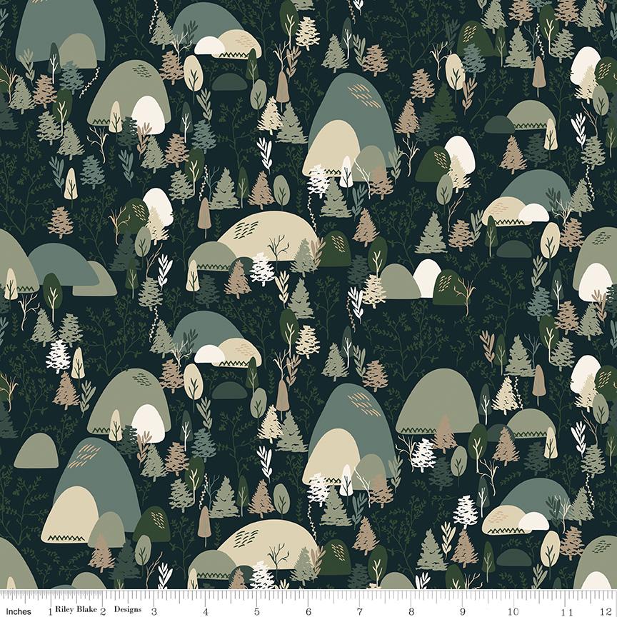 Riley Blake Designs ~ Let's Wander ~ MOUNTIAN MUSIC ~ Navy ~ Cotton Quilting Fabric ~ Sold by the 1/2 Yard