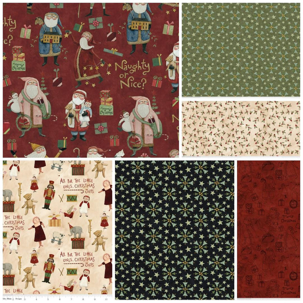 Riley Blake Designs ~ Naughty Or Nice ~ SANTA'S and GIFTS ~ Red ~ Cotton Quilting Fabric ~ Sold by the 1/2 Yard