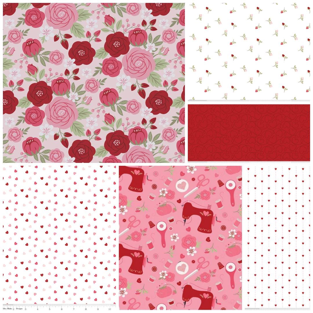 Riley Blake Designs ~ Sew In Love ~ HEART STRIPES ~ White ~ Cotton Quilting Fabric ~ Sold by the 1/2 Yard