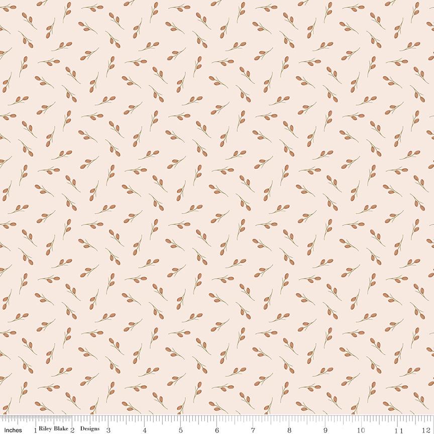 Riley Blake Designs ~ Threads Of Grace ~ TOSSED BUDS ~ Latte or Sky ~ Cotton Quilting Fabric ~ Sold by the 1/2 Yard