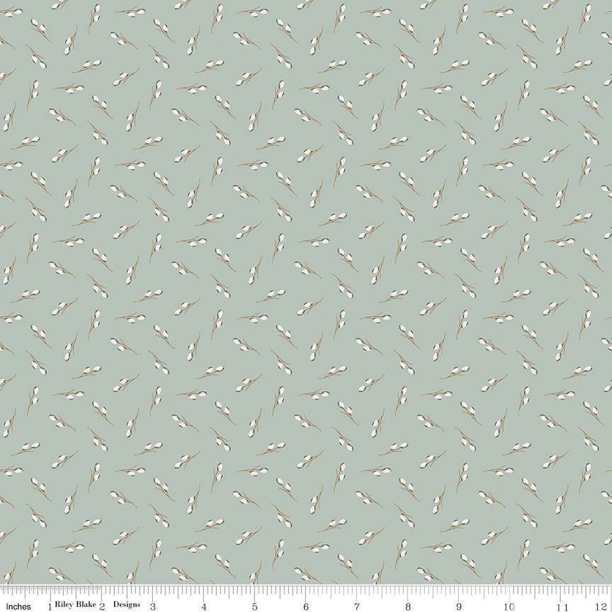 Riley Blake Designs ~ Threads Of Grace ~ TOSSED BUDS ~ Latte or Sky ~ Cotton Quilting Fabric ~ Sold by the 1/2 Yard
