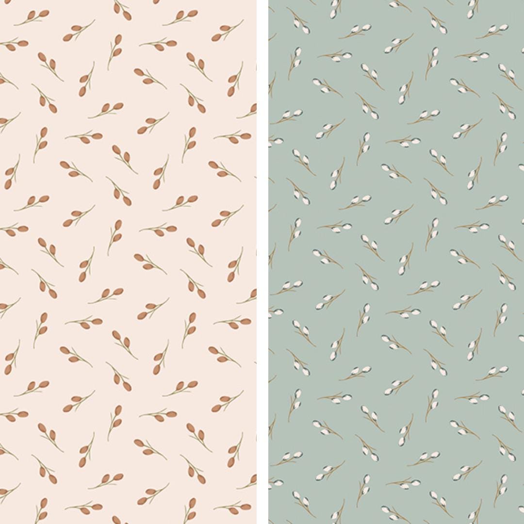 Riley Blake Designs ~ Threads Of Grace ~ TOSSED BUDS ~ Latte or Sky ~ Cotton Quilting Fabric ~ Sold by the 1/2 Yard