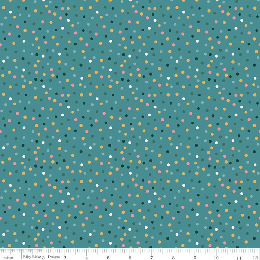 Riley Blake Designs ~ Thimbelina & The Sewing Fairies ~ DOTTY ~ Rain ~ Cotton Quilting Fabric ~ Sold by the 1/2 Yard