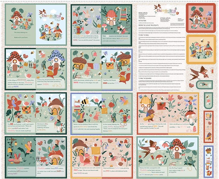Riley Blake Designs ~ Thimbelina & The Sewing Fairies ~ STORYBOOK PANEL ~ Cotton Quilting Fabric ~ Sold by Panel