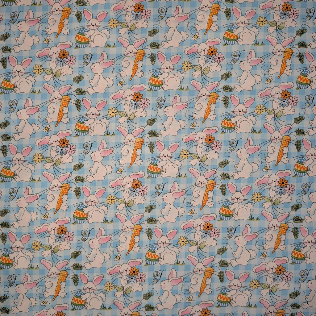Fabric Traditions ~ BUNNIES PLAID (Spring Holiday) ~ Blue ~ Sold by the 1/2 Yard