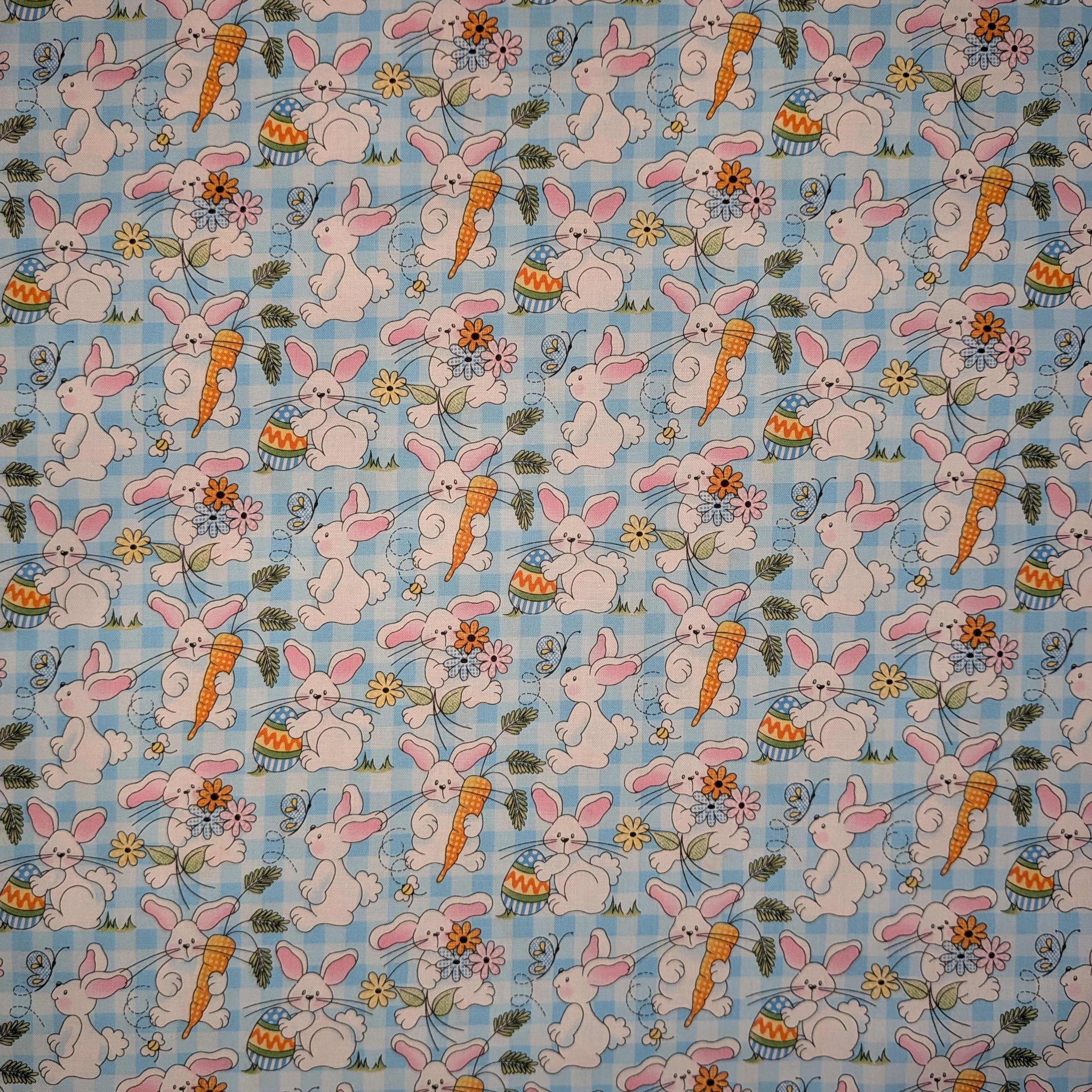 Fabric Traditions ~ BUNNIES PLAID (Spring Holiday) ~ Blue ~ Sold by the 1/2 Yard
