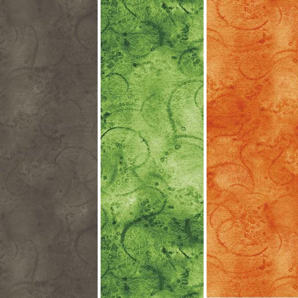 Riley Blake Designs ~ PAINTER'S WATERCOLOR SWIRL C680 ~ Orange, Charcoal, or Medium Green ~ Cotton Quilting Fabric