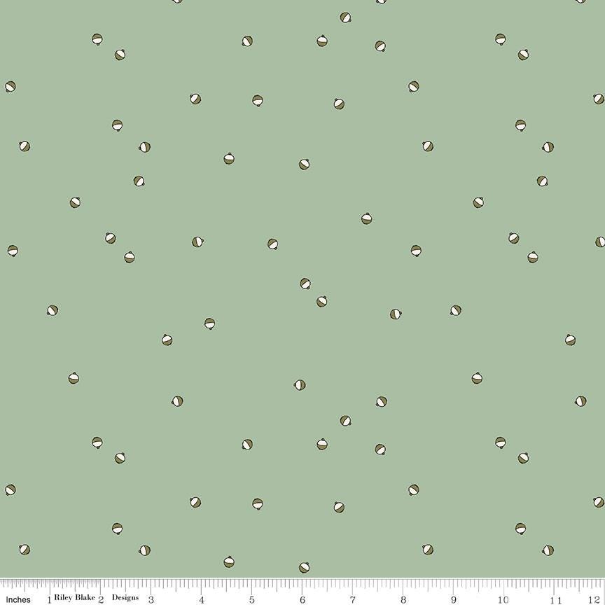 Riley Blake Designs ~ Let's Wander ~ BOBBERS ~ Sage and Brown ~ Cotton Quilting Fabric