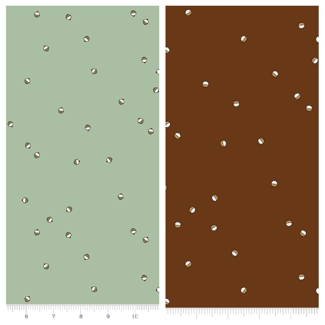 Riley Blake Designs ~ Let's Wander ~ BOBBERS ~ Sage and Brown ~ Cotton Quilting Fabric