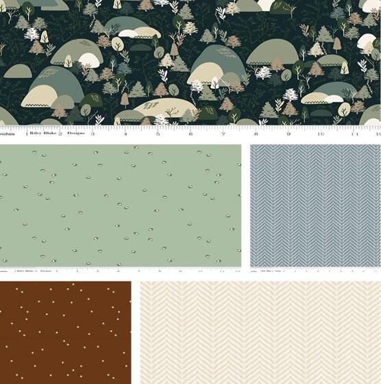 Riley Blake Designs ~ Let's Wander ~ MOUNTIAN MUSIC ~ Navy ~ Cotton Quilting Fabric ~ Sold by the 1/2 Yard