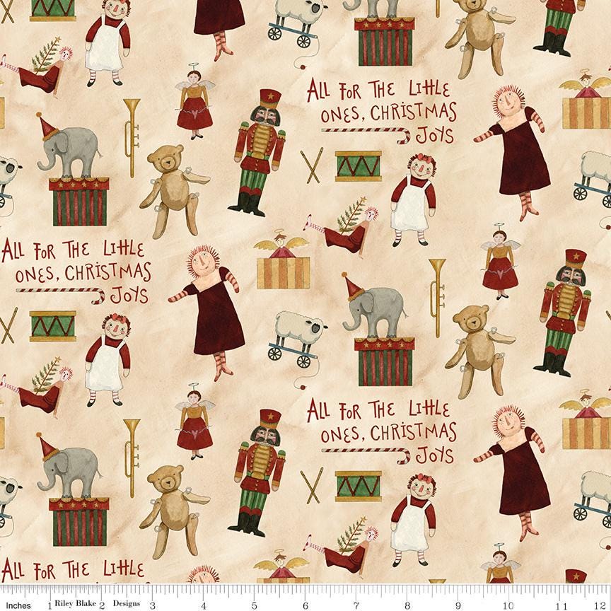 Riley Blake Designs ~ Naughty Or Nice ~ TOYS ~ Parchment ~ Cotton Quilting Fabric ~ Sold by the 1/2 Yard