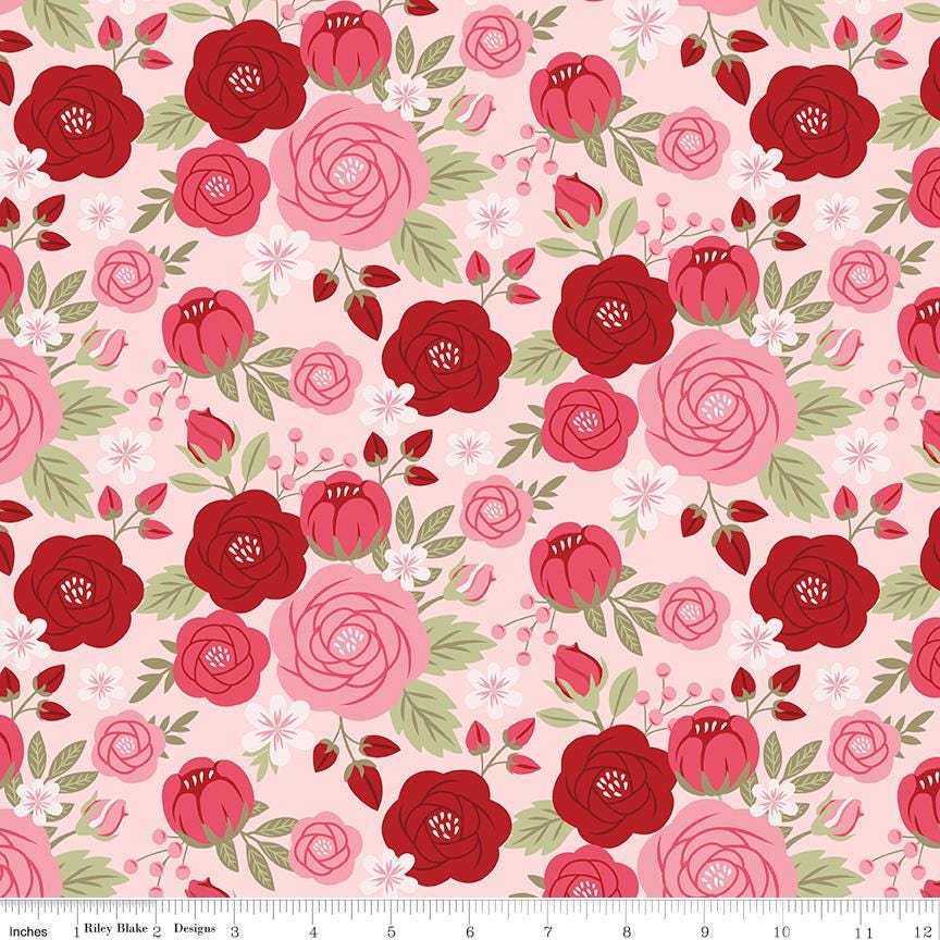 Riley Blake Designs ~ Sew In Love ~ MAIN FLOWERS ~ Blush ~ Cotton Quilting Fabric ~ Sold by the 1/2 Yard