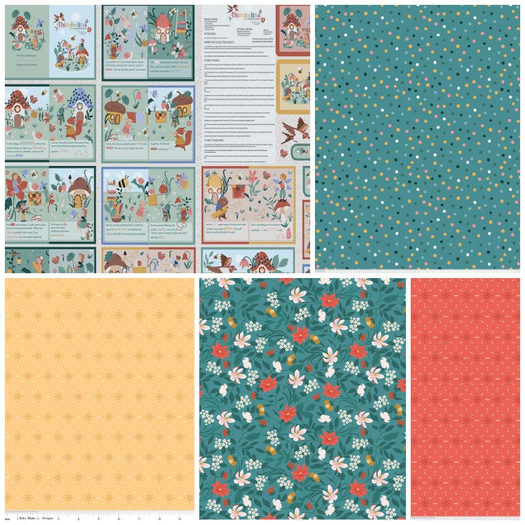 Riley Blake Designs ~ Thimbelina & The Sewing Fairies ~ GARDEN ~ Rain ~ Cotton Quilting Fabric ~ Sold by the 1/2 Yard