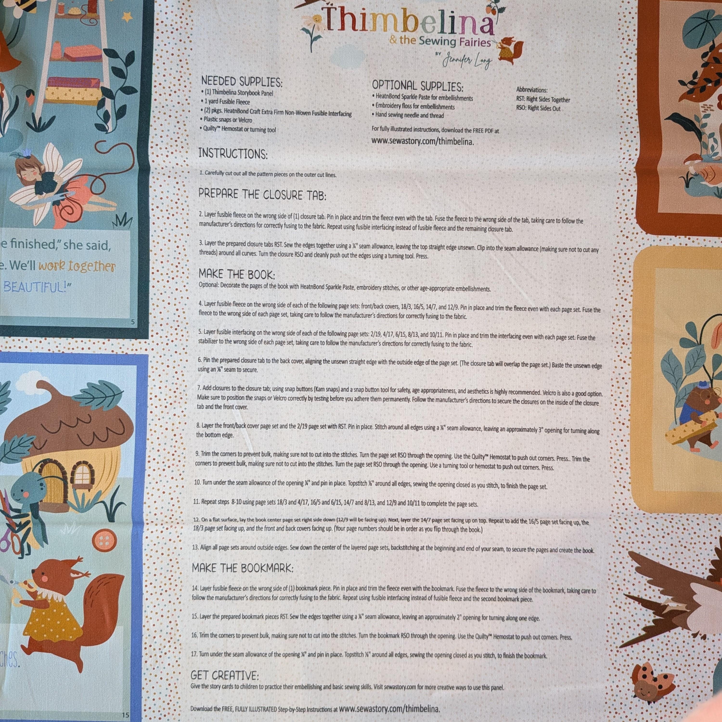Riley Blake Designs ~ Thimbelina & The Sewing Fairies ~ STORYBOOK PANEL ~ Cotton Quilting Fabric ~ Sold by Panel