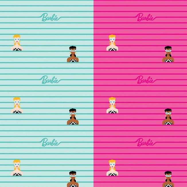 Riley Blake Designs ~ Barbie World ~ STRIPE~ Powder and Hot Pink ~ Cotton Quilting Fabric ~ Sold by the 1/2 Yard