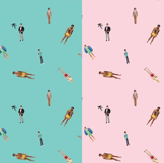 Riley Blake Designs ~ Barbie World ~ KEN DOLLS~ Teal and Pink ~ Cotton Quilting Fabric ~ Sold by the 1/2 Yard