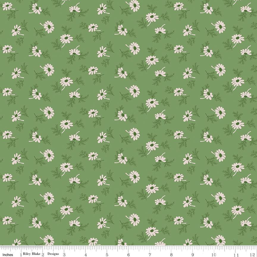 Riley Blake Designs ~ Home Town Holiday ~ PINEFLOWER ~ Basil ~ By Lori Holt ~ Cotton Quilting Fabric ~ Sold by the 1/2 Yard