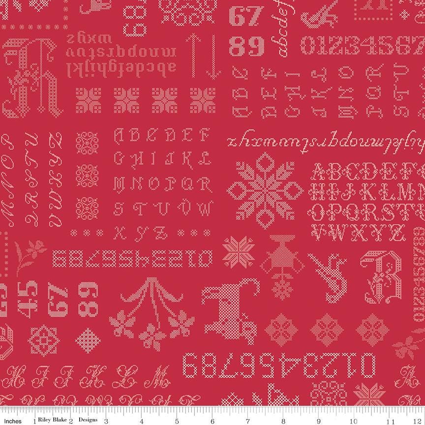 Riley Blake Designs ~ Piece & Plenty ~ SAMPLER ~ Berry ~ By Lori Holt ~ Cotton Quilting Fabric ~ Sold by the 1/2 Yard