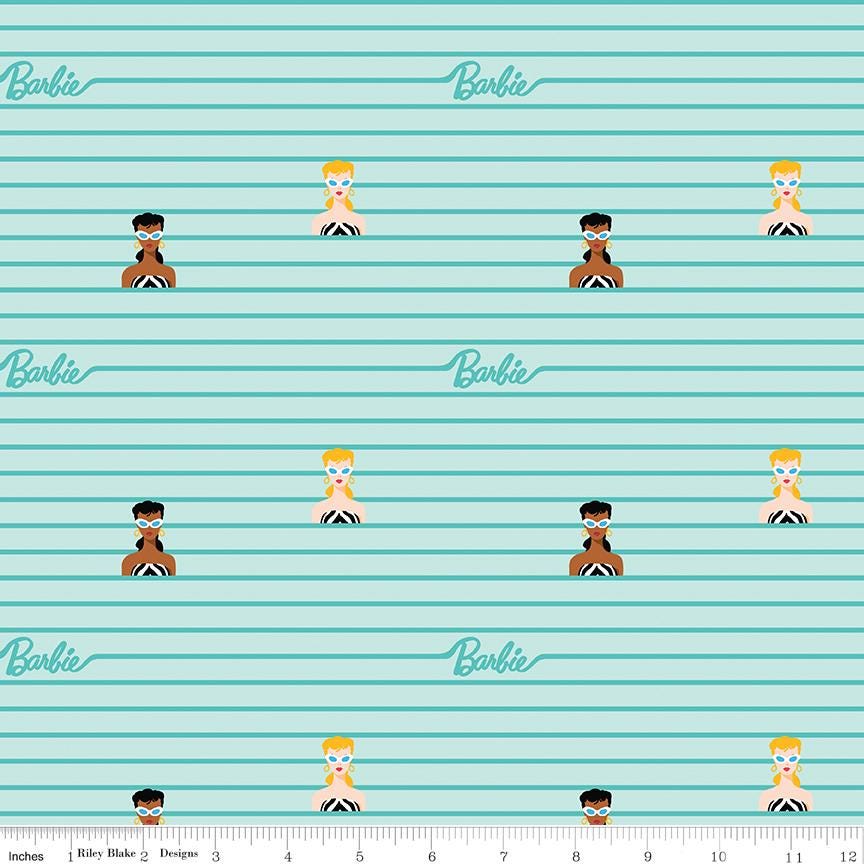 Riley Blake Designs ~ Barbie World ~ STRIPE~ Powder and Hot Pink ~ Cotton Quilting Fabric ~ Sold by the 1/2 Yard