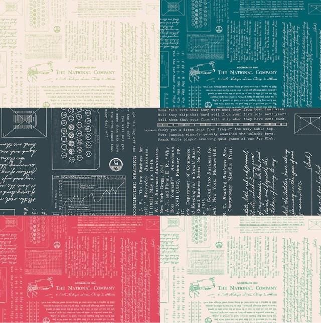 Riley Blake Designs ~ TYPE/ography ~ Alpine, Blackboard, Lettuce, Lagoon, and Tea Rose ~ Cotton Quilting Fabric ~ Sold by the 1/2 Yard