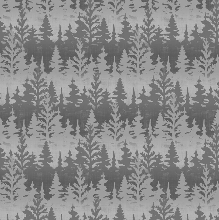 Wilmington Prints ~Timberland Trails ~ TREES ALL OVER ~ Gray ~ Sold by the 1/2 Yard