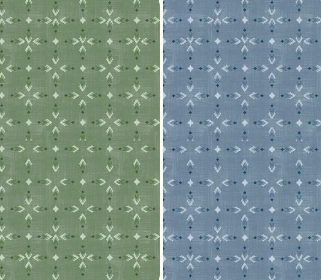 Wilmington Prints ~Timberland Trails ~ TRIBAL ALL OVER ~ Green or Blue ~ Sold by the 1/2 Yard