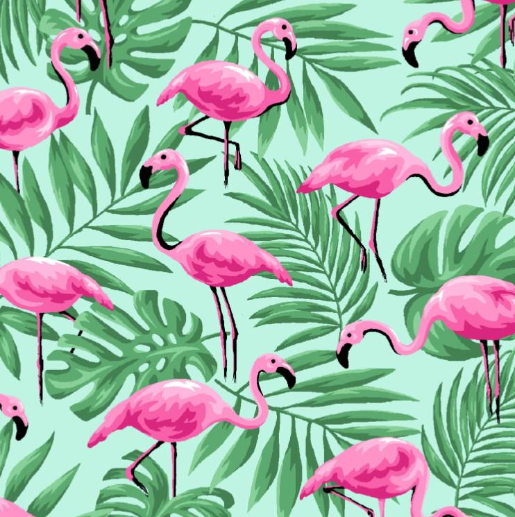 Fabric Traditions ~ FLAMINGOS & PALMS (Novelty Prints) ~ Multi ~ Sold by the 1/2 Yard
