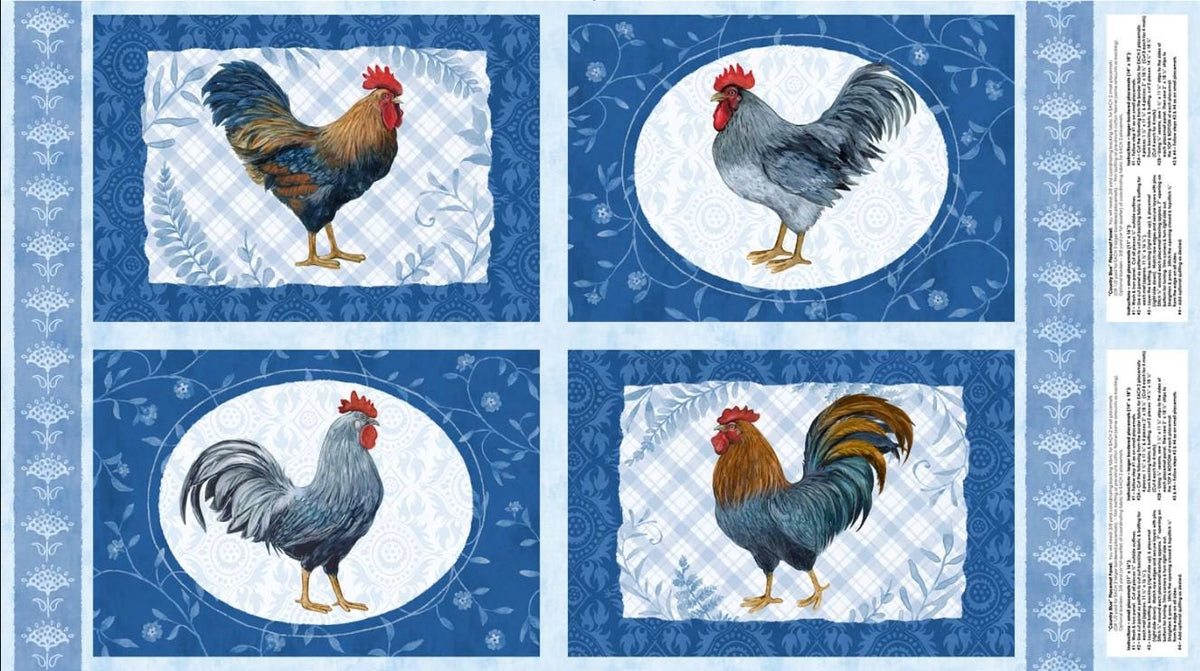 Wilmington Prints ~ Country Blue ~ 24" PLACEMAT PANEL ~ Multi ~ Sold by Panel