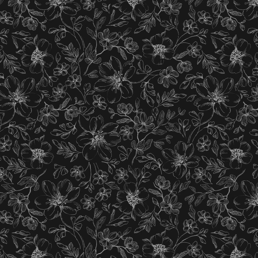 Wilmington Prints ~ Scarlet Dreams ~ FLORAL TOILE ~ Black ~ Sold by the 1/2 Yard