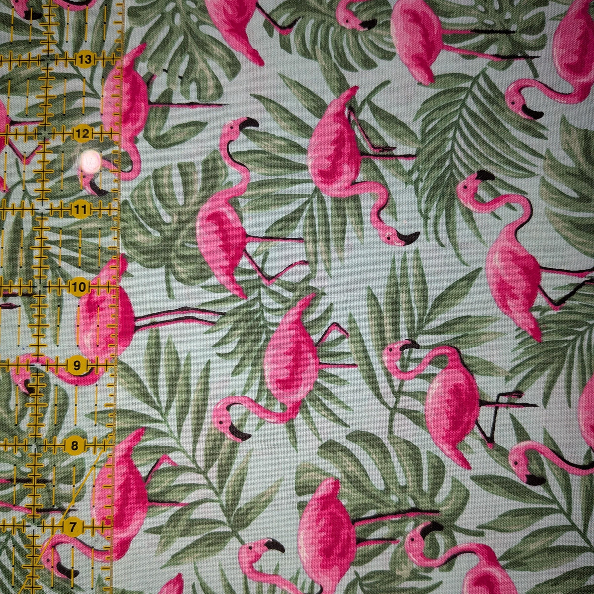 Fabric Traditions ~ FLAMINGOS & PALMS (Novelty Prints) ~ Multi ~ Sold by the 1/2 Yard