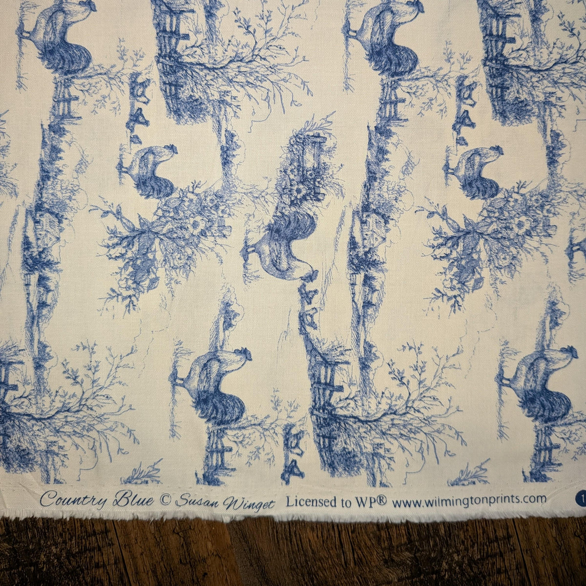 Wilmington Prints ~ Country Blue ~ ROOSTER TOILE ~ White/Dark Blue ~ Sold by the 1/2 Yard