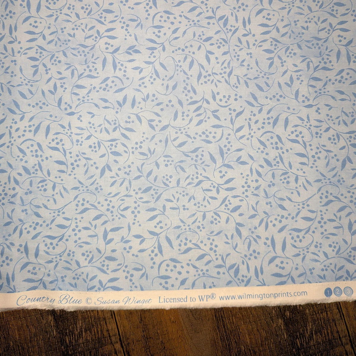 Wilmington Prints ~ Country Blue ~ TONAL LEAVES ~ Light Blue or Gray ~ Sold by the 1/2 Yard