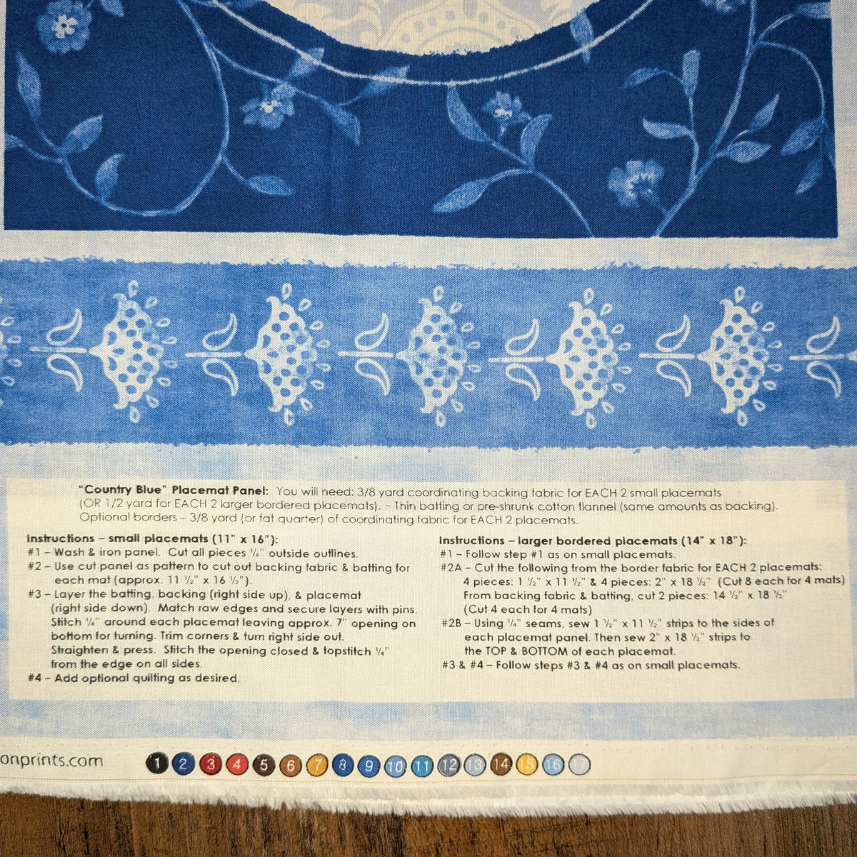 Wilmington Prints ~ Country Blue ~ 24" PLACEMAT PANEL ~ Multi ~ Sold by Panel