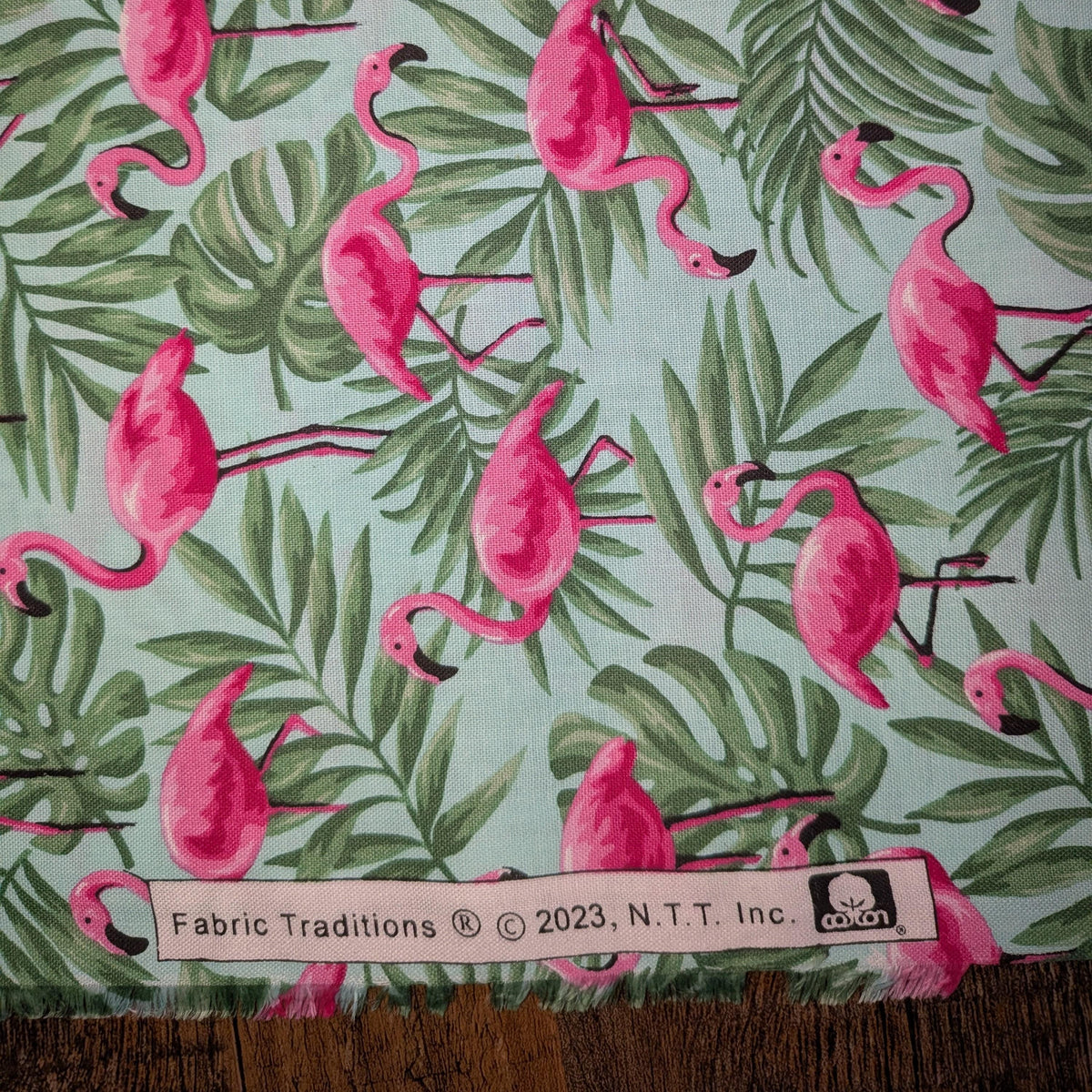 Fabric Traditions ~ FLAMINGOS & PALMS (Novelty Prints) ~ Multi ~ Sold by the 1/2 Yard