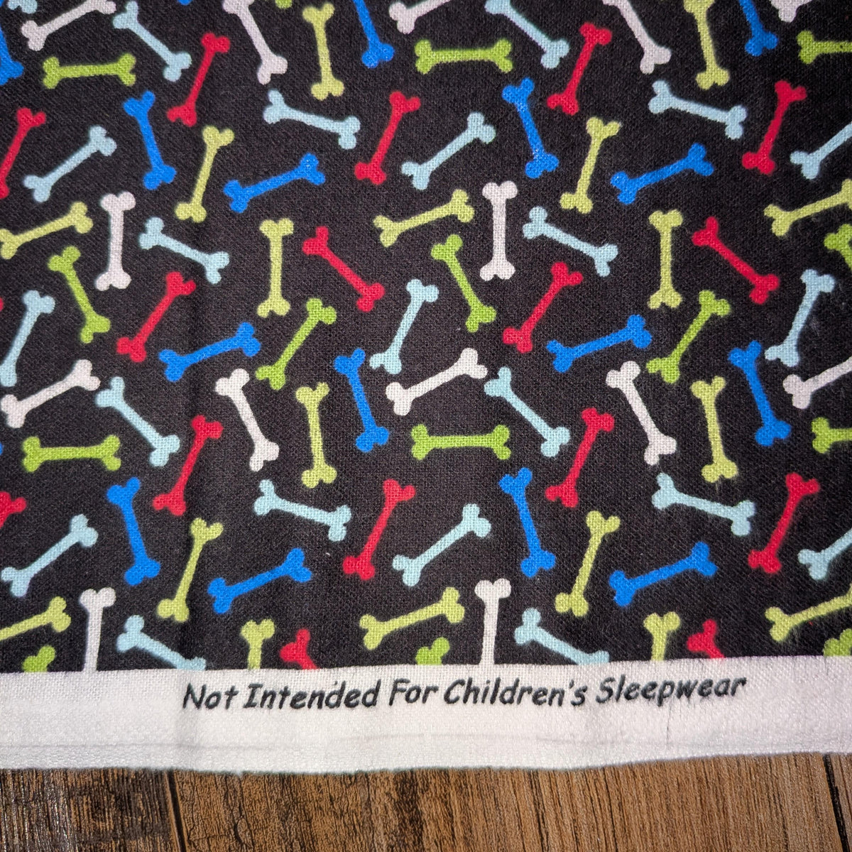 3 Wishes Fabric ~ BONES ~ FLANNEL ~ Black ~ Sold by the 1/2 Yard