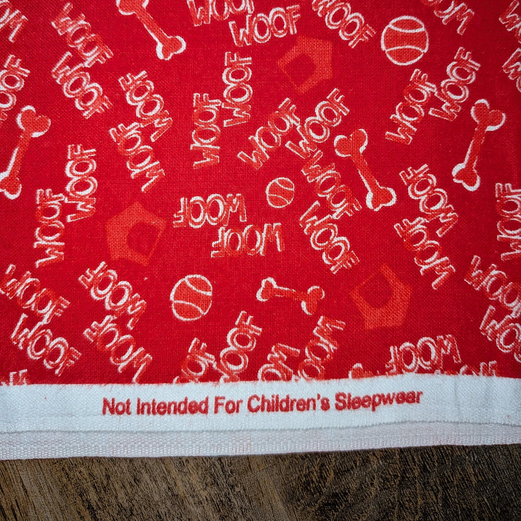 3 Wishes Fabric ~ WOOF TOSS ~ FLANNEL ~ Red ~ Sold by the 1/2 Yard